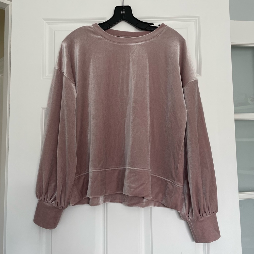 Madewell Pink Velvet Long Sleeve Top